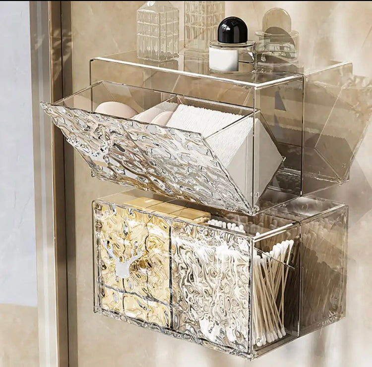 Acrylic Cotton Bud Holder, Cotton Pad Storage Box, Bathroom Vanity Organizer, Makeup Cotton Pad Storage Box Acrylic Cotton Bud Holder, Cotton Pad Storage Box, Bathroom Vanity Organizer, Makeup Cotton Pad Storage Box